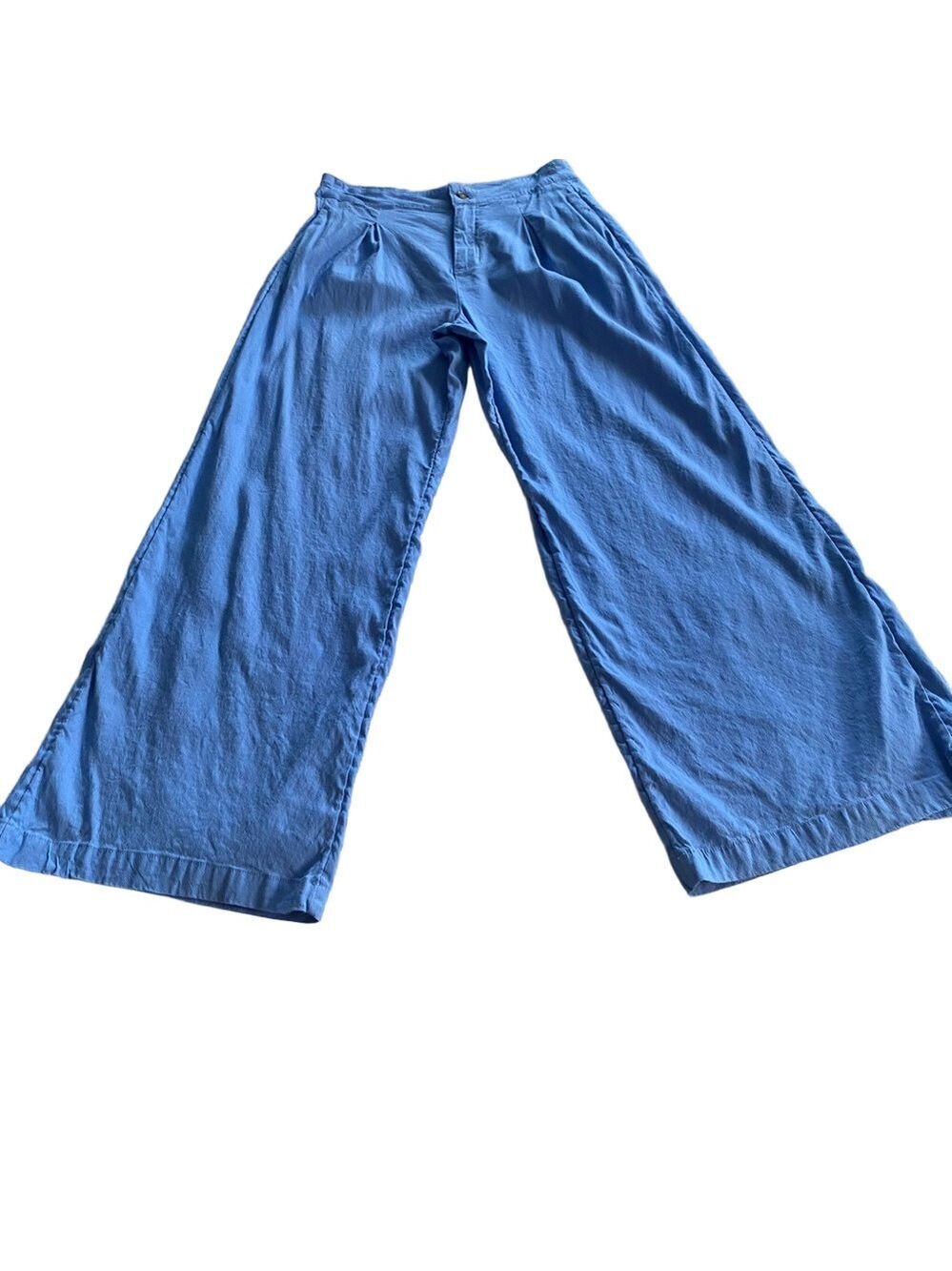 H Halston High-Waisted Linen blend Pleated Trousers Sz 6